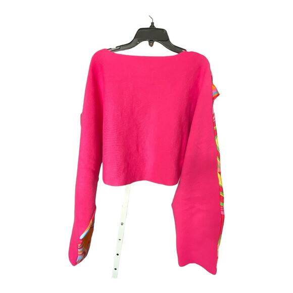 NWT Made With Love Sweater top pant set MED Abstract Retro Pink Knit Contemp - Picture 4 of 8